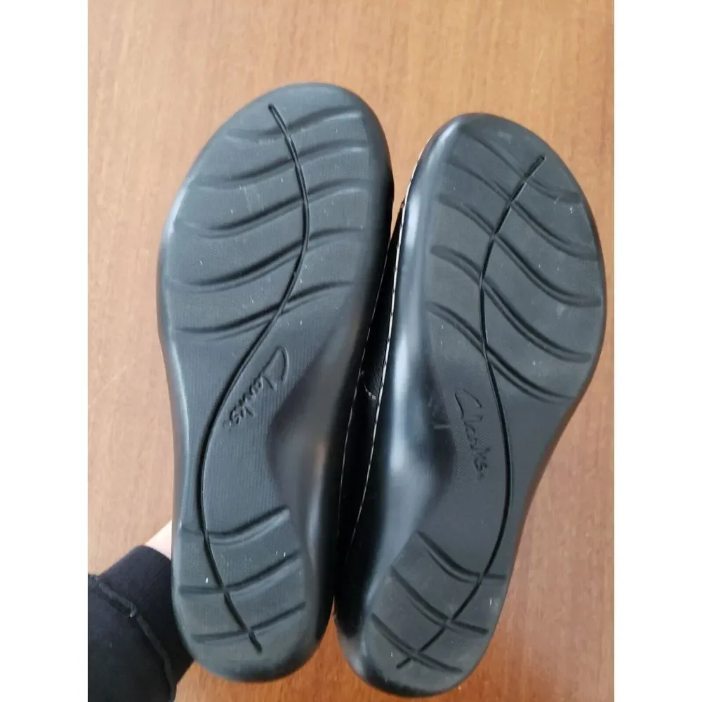 Clarks Ashalnd Lane Shoes Loafers 7.5‎ Black Slip On Comfort